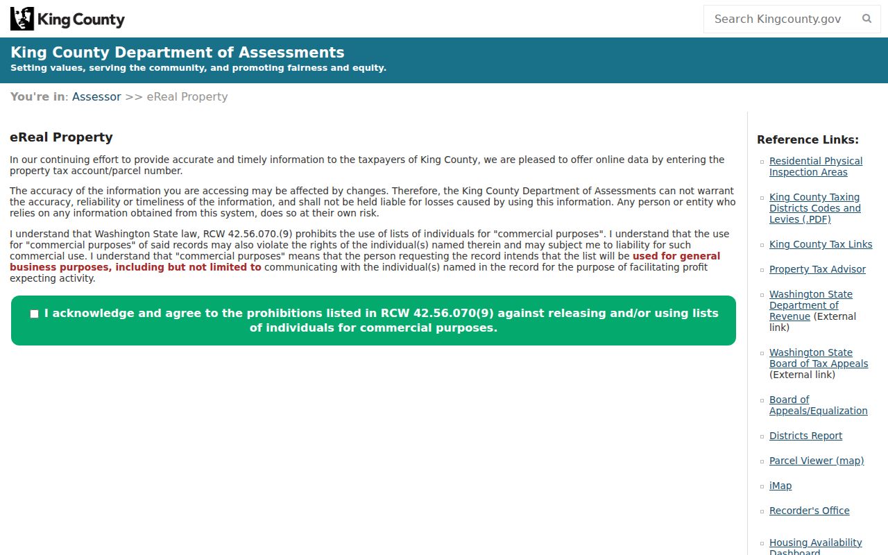Kirkland people search assessor parcel and address fields