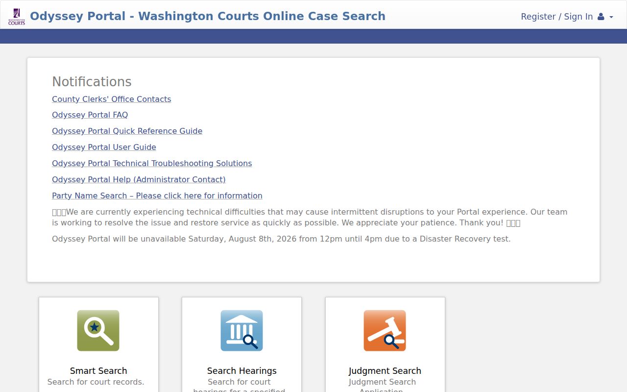 Kirkland people search Odyssey court smart search