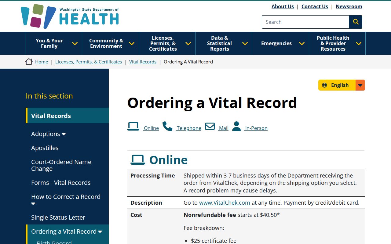 Kirkland people search Washington vital record ordering choices