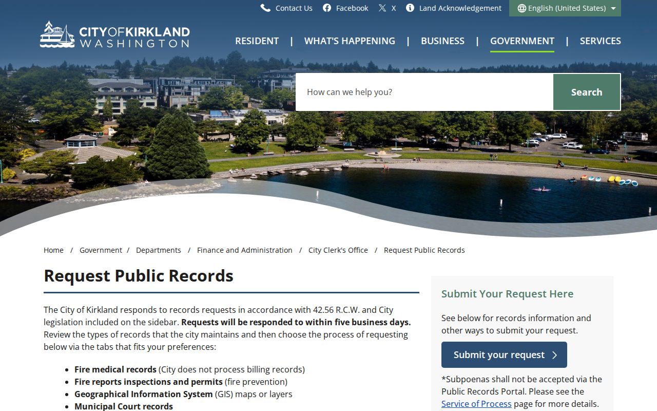 Kirkland public records request channels